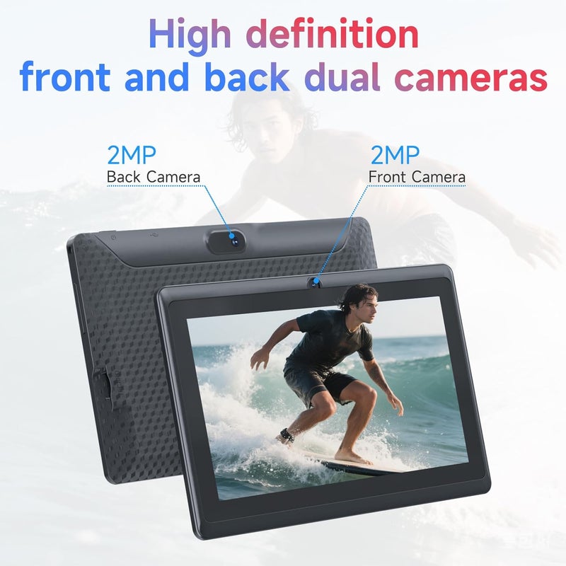 Aheadlink Android 14 Tablet 7 inch Tablets with Case, 8GB RAM 32GB ROM 1TB Expand, Quad-Core Processor Tablet PC, 1024 x 600 IPS Screen, Dual Camera, 3000mAh Battery, Bluetooth, WiFi, GMS, Widevine L1, Black - Image 5